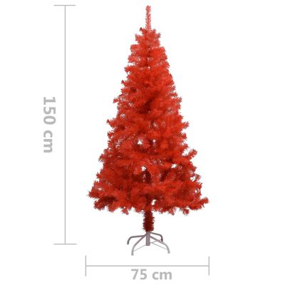 vidaXL Kunstkerstboom met verlichting en kerstballen 150 cm PVC rood