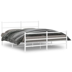 vidaXL Bedframe met hoofd- en voeteneinde&nbsp;metaal wit 150x200 cm