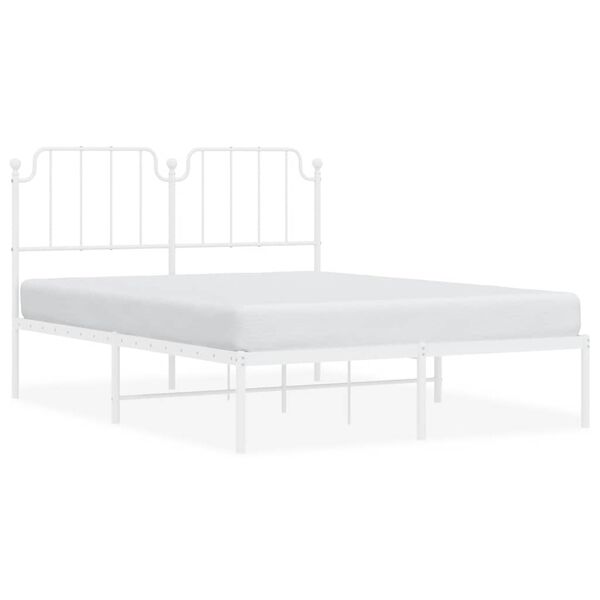 vidaXL Bedframe met hoofdbord metaal wit 150x200 cm