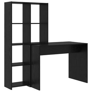 vidaXL Bureau met plank Zwart Eiken 138,5 x 55 x 143 cm Bewerkt hout