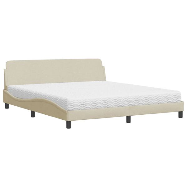 vidaXL Bed met matras "Dover" stof cr&egrave;mekleurig 180x200 cm
