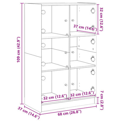 vidaXL Hoge kast met deuren 68x37x109 cm bewerkt hout gerookt eiken