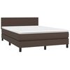 vidaXL Boxspring met matras en LED kunstleer bruin 140x190 cm