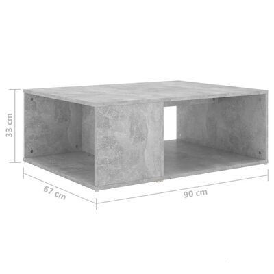 vidaXL Salontafel 90x67x33 cm spaanplaat betongrijs