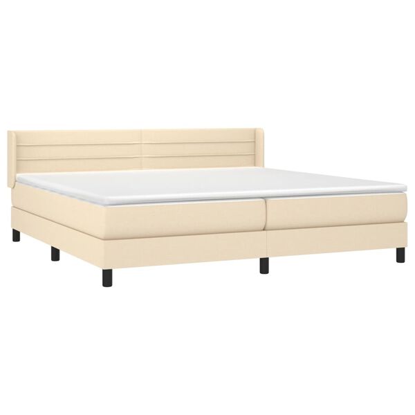 vidaXL Boxspring met matras stof cr&egrave;mekleurig 200x200 cm