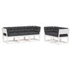 vidaXL 5-delige Loungeset met kussens massief grenenhout wit