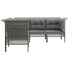 vidaXL 5-delige Loungeset met kussens poly rattan grijs