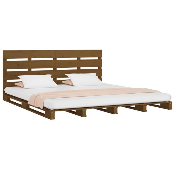 vidaXL Bedframe massief grenenhout honingbruin 140x190 cm