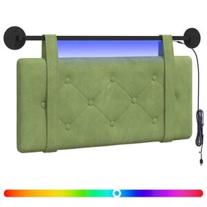 vidaXL Hangend hoofdbord Met LED-verlichting Lichtgroen Fluweel