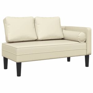 vidaXL Chaise longue met kussens kunstleer cr&egrave;me