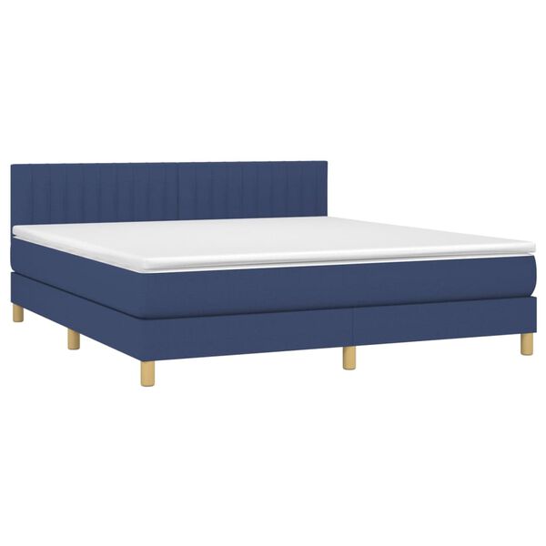 vidaXL Boxspring met matras en LED stof blauw 160x200 cm