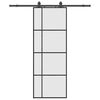 vidaXL Schuifdeur met beslagset 76x205 cm ESG glas zwart