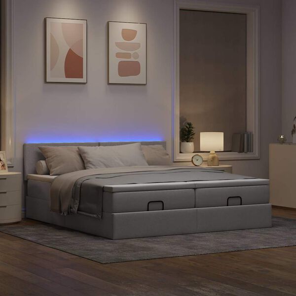 vidaXL Ottoman bed met matrassen en LED's 160x200cm stof taupe