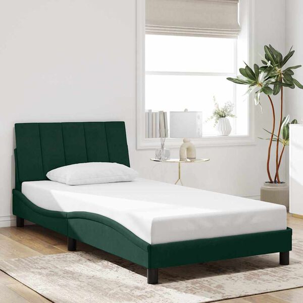 vidaXL Bedframe zonder matras "Hanko" 100x200 cm fluweel donkergroen