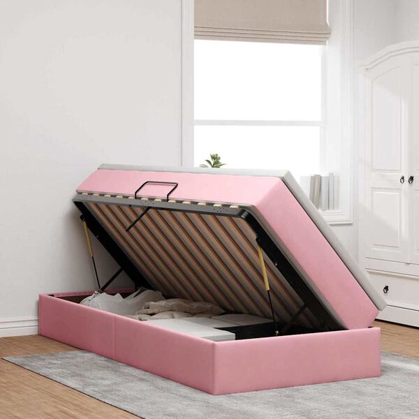vidaXL Opbergbed met matras met matras Roze 90 x 200 cm Fluweel