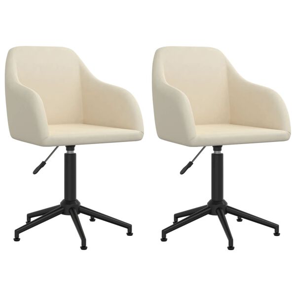 vidaXL Eetkamerstoelen draaibaar 2 st fluweel cr&egrave;mekleurig
