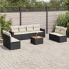 vidaXL 9-delige Loungeset met kussens poly rattan zwart