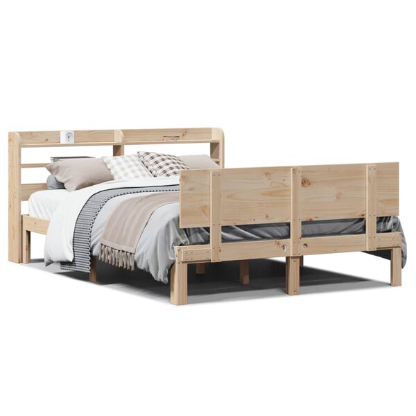 vidaXL Bedframe met hoofdbord massief grenenhout 150x200 cm