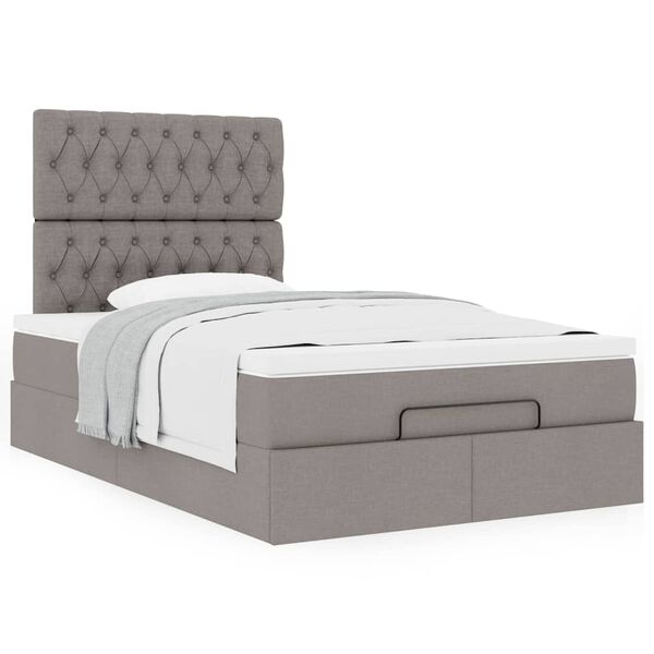vidaXL Ottoman bed met matras 120x200cm stof taupe
