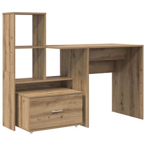 vidaXL Bureau Artisan Eiken Bewerkt hout 131,5 x 50 x 106,5 cm