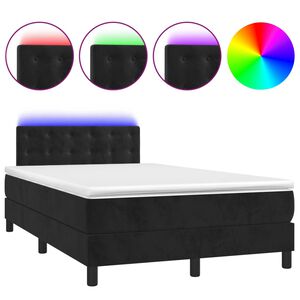 vidaXL Boxspring met matras en LED fluweel zwart 120x200 cm