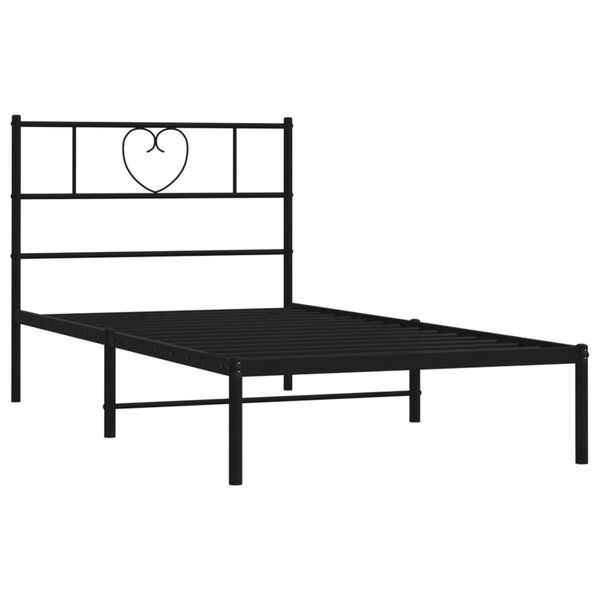 vidaXL Bedframe met hoofdbord metaal zwart 107x203 cm