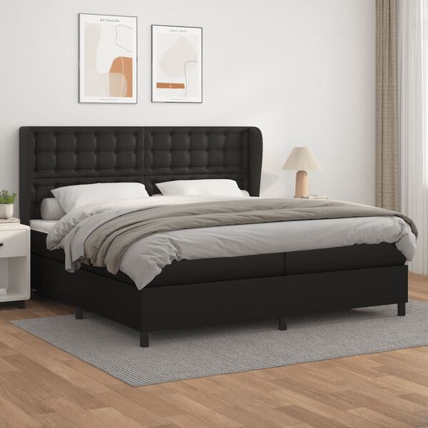 vidaXL Boxspring met matras kunstleer zwart 200x200 cm