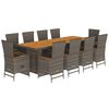 vidaXL 11-delige Tuinset met kussens poly rattan grijs