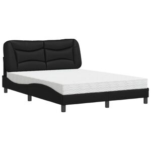 vidaXL Bed met matras "Hvar" kunstleer zwart 140x190 cm