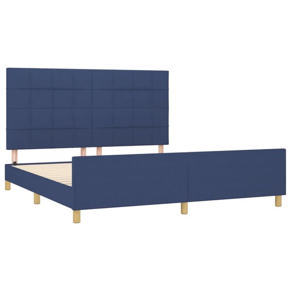 vidaXL Bedframe zonder matras stof blauw 160x200 cm