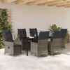 vidaXL Tuin eettafelset met kussen 7 pcs Grijs poly rattan