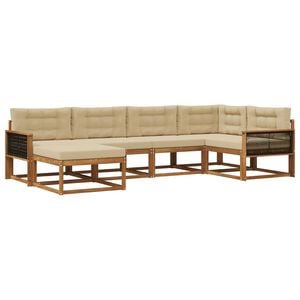 vidaXL Buiten bankenset met kussen 6 pcs Natuurlijk en Beige