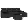 vidaXL Bankstel met kussen 6 pcs Zwart poly rattan