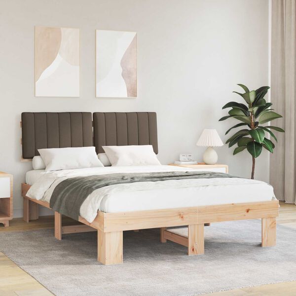 vidaXL Bedframe met Gevoerd Hoofdgedeelte Taupe 135 x 190 cm