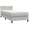 vidaXL Boxspring met matras fluweel lichtgrijs 90x210 cm