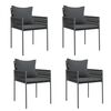 vidaXL Tuinstoelen 4 st met kussens 54x61x83 cm poly rattan zwart