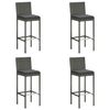vidaXL Tuinbarkrukken met kussens 4 st poly rattan grijs
