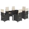 vidaXL 7-delige Tuinset met kussens poly rattan zwart