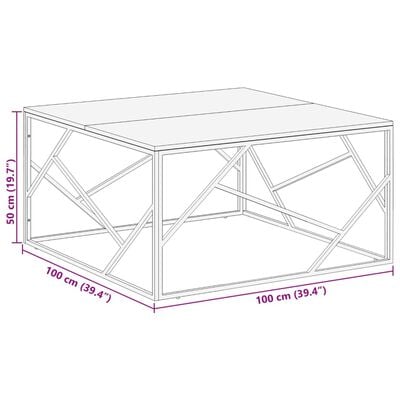 vidaXL Salontafel roestvrij staal en massief acaciahout zilverkleurig