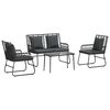 vidaXL Tuinmeubelset met kussen 4 pcs Zwart en Anthraciet poly rattan