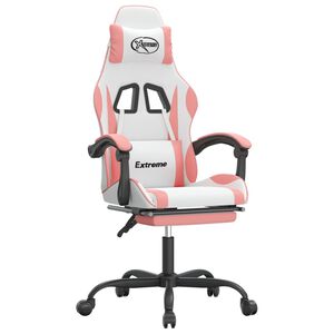 vidaXL Gamestoel met voetensteun kunstleer wit en roze