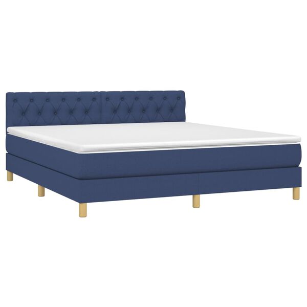 vidaXL Boxspring met matras stof blauw 160x200 cm