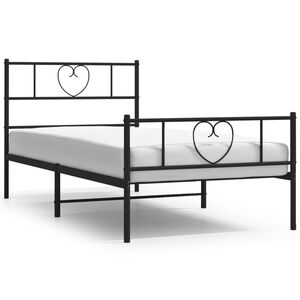 vidaXL Bedframe met hoofd- en voeteneinde metaal zwart 107x203 cm