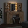 vidaXL Make-up tafel set met LED 3 pcs Artisan Eiken Bewerkt hout