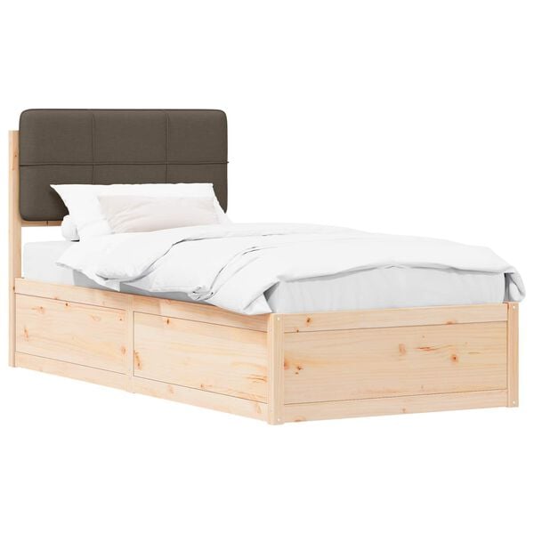 vidaXL Bedframe met Gevoerd Hoofdgedeelte Taupe 100 x 200 cm