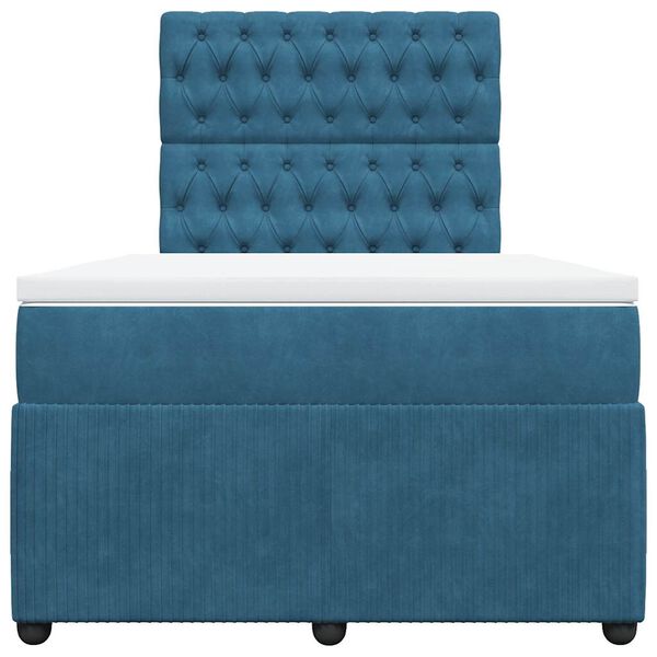 vidaXL Boxspring met matras fluweel donkerblauw 120x200 cm