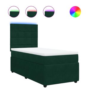 vidaXL Boxspring met matras fluweel donkergroen 80x200 cm