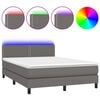 vidaXL Boxspring met matras en LED kunstleer grijs 140x190 cm
