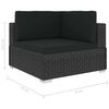 vidaXL 6-delige Loungeset met kussens poly rattan zwart