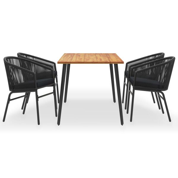 vidaXL 5-delige Tuinset massief acaciahout en PVC-rattan